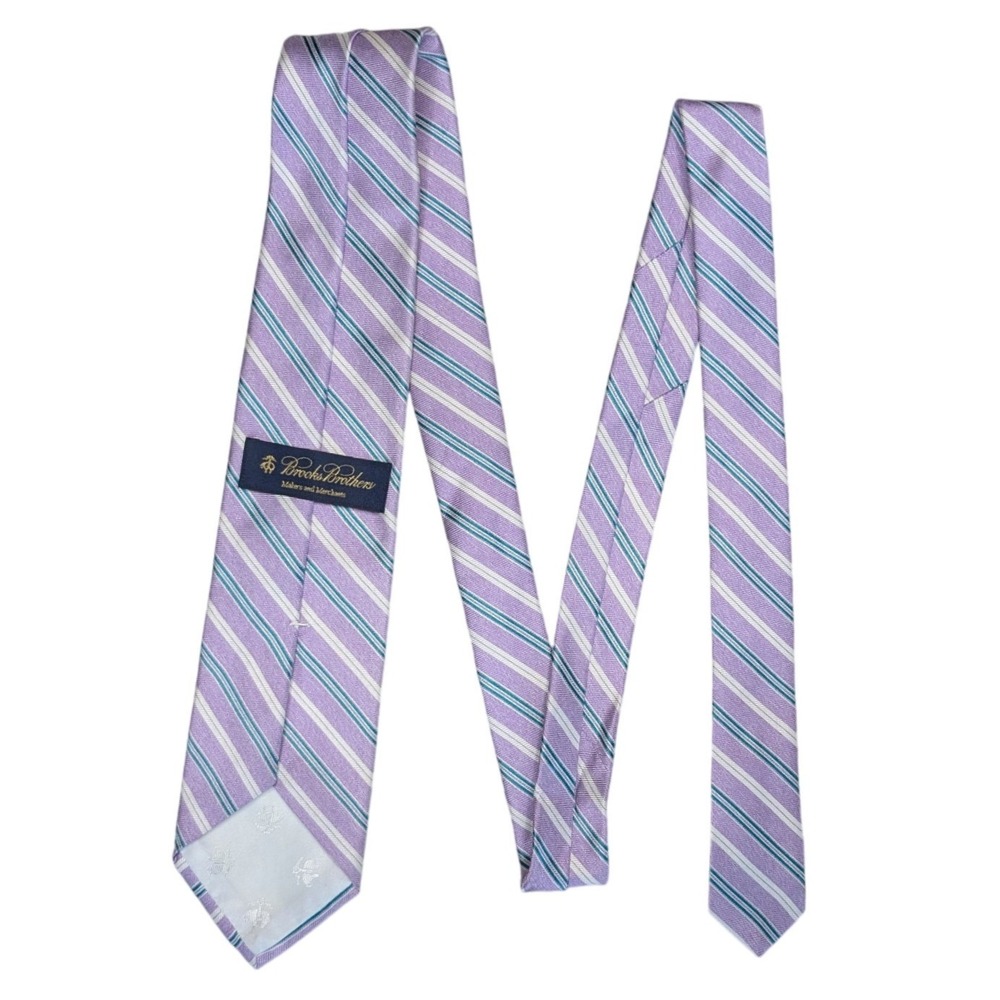 Brooks Brothers purple striped silk neck tie strip pattern - Picture 3 of 4